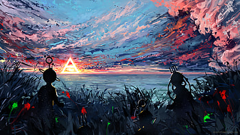 Sky, Art, Silhouette, Multicolored, Motley, Stains, Spots HD wallpaper