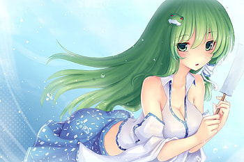 Kochiya Sanae, cute, girl, anime, pretty HD wallpaper