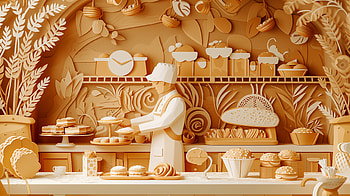 Bakery Delight: Artisan Bread and Pastry, bakery, paper art, pastry, chef HD wallpaper