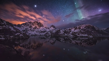 Aurora Constellations Sky Nature , aurora, northern-lights, nature, sky, mountains, snow HD wallpaper