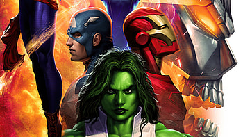 Iron Man Captain America She Hulk , iron-man, captain-america, she-hulk, superheroes, artwork, artist, artstation HD wallpaper