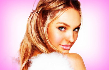 Candice Swanepoel, white, model, blue eyes, blonde, girl, angel, beauty, woman, pink HD wallpaper
