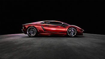 Lamborghini Aventador, Side view marvel, Red supercars in motion, Black background HD wallpaper