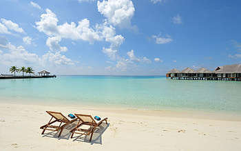 Building, Maldives, Beach, Hut, , Tropical, Chair, Holiday, Ocean, Sand, Water HD wallpaper
