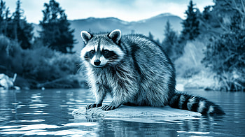 Serene Raccoon - Ultra, raccoon, Animal, Wildlife, nature, water HD wallpaper
