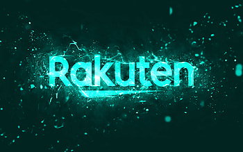 Rakuten turquoise logo, , turquoise neon lights, creative, turquoise abstract background, Rakuten logo, brands, Rakuten HD wallpaper