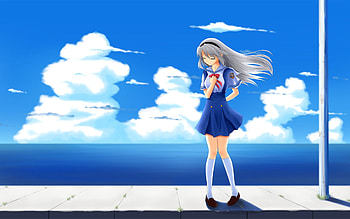 Anime, Young, Girl, Stroll, Wind HD wallpaper