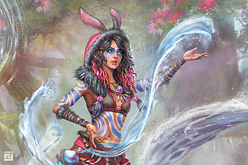 Black Rabbit water Spirit, fantasy, sorceress HD wallpaper