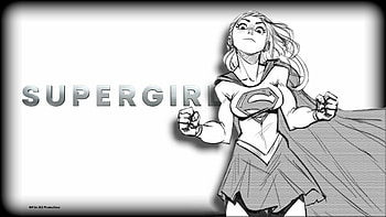 Supergirl In Black and White, cartoon, dc comics, , sexy girls, background, fanart, fanpop, kara danvers, anime, 1920x1080 only, black and white, supergirl, , deviantart HD wallpaper