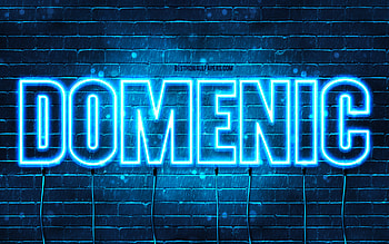 Domenic, , with names, Domenic name, blue neon lights, Domenic Birtay, Happy Birtay Domenic, popular italian male names, with Domenic name HD wallpaper