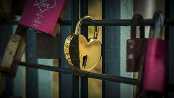Love, Gold, Lock, Heart, Golden, Closed HD wallpaper