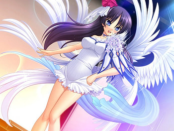 Cute anime, wings, anime, art, cute, angel, girl HD wallpaper