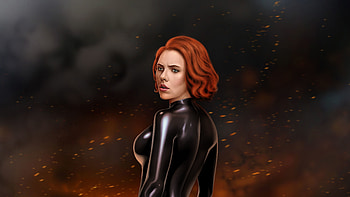Black widow, redhead, Avengers, art HD wallpaper