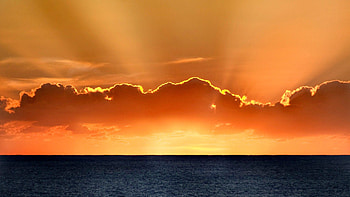 Nature, Sea, Clouds, Horizon, Rays, Beams, Line HD wallpaper