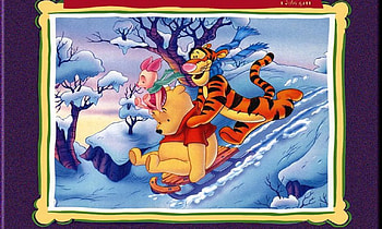 Sledding Fun, winter, sledding, pooh, tigger, piglet HD wallpaper