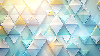 bright white triangular shapes layered with subtle gradients of pastel yellow and light blue, Abstract, pastel, 3D, triangle, pattern HD wallpaper