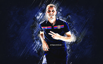 Emir Sahiti, HNK Hajduk Split, Albanian footballer, blue stone background, football, grunge art, Croatia HD wallpaper