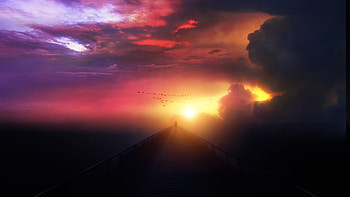 A peaceful moment, outdoor, man, clouds, colorfull, sky, nature, sunset HD wallpaper