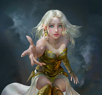 Fantasy girl, frumusete, fantasy, art, nero gen, luminos, girl, hand, gorgeous, superb, view from the top HD wallpaper