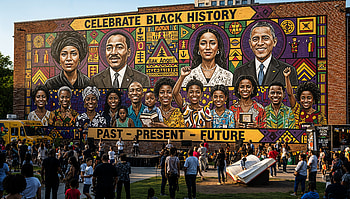 Celebrate Black History — Mural: Past • Present • Future, Mural, Portrait, Crowd HD wallpaper