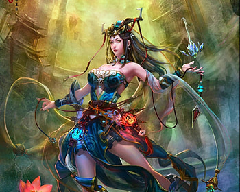 Nypmh of lutos, fantasy, Nypmh, art, woman HD wallpaper