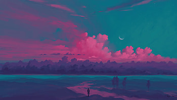 A Pink Sunset , artist, artwork, digital-art, deviantart HD wallpaper