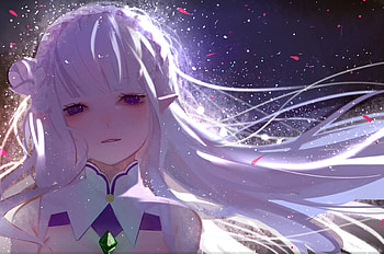 Emilia, sweet, white, cute, girl, beautiful, long hair, beauty, woman, anime girl, purple, lady, anime, pretty, white hair, lovely, female HD wallpaper
