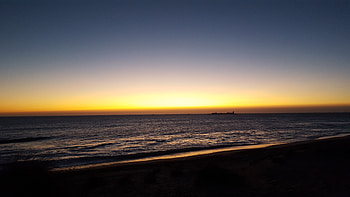 Sky, twilight, sunset, nature, beach, sea HD wallpaper