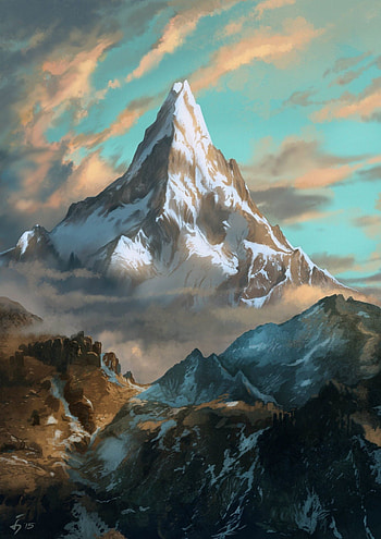Erebor, Denny Ibnu paintings, Fantasy landscape, Mountain art HD phone wallpaper