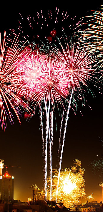 Celebration, New years eve, Fireworks, City celebrations HD phone wallpaper
