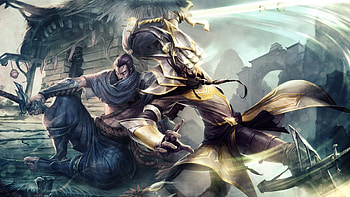 League of Legends, Master Yi splash art, Samantha Simpson HD wallpaper