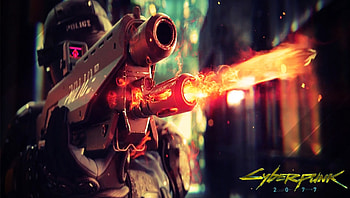Cyberpunk 2077, video game, cd projekt red, police, assault rifle HD wallpaper