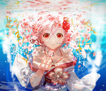 Cute, red eyes, xuan ying, underwater HD wallpaper