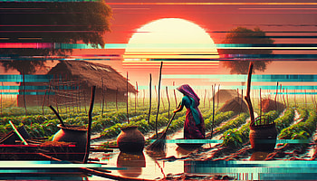 Sundown Serenity: Idyllic Farmer Landscape, Farmer, Farming, woman, rural HD wallpaper