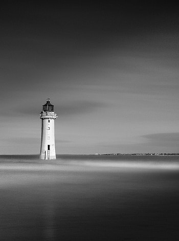 Ocean, Minimalism, Bw, Chb, Lighthouse HD phone wallpaper