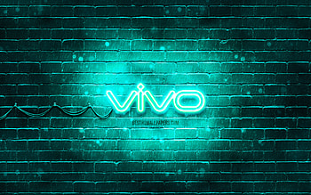 Vivo turquoise logo, , turquoise brickwall, Vivo logo, brands, Vivo neon logo, Vivo HD wallpaper