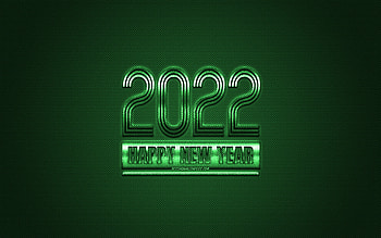 2022 New Year, 2022 green background, 2022 concepts, Happy New Year 2022, green carbon texture, green background HD wallpaper