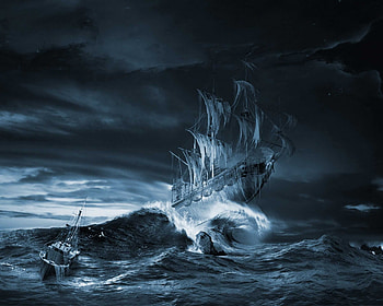 Ghost Ship, Surrealism art background, Awesome HD wallpaper