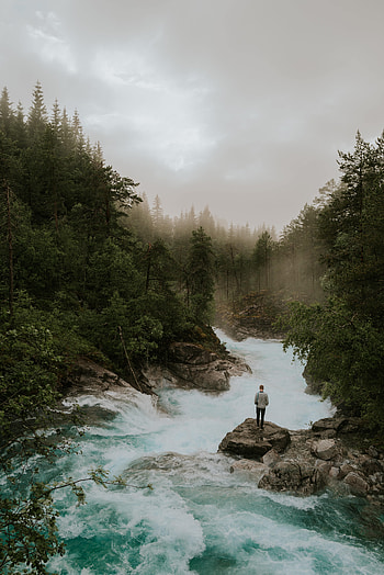 Rivers, Trees, Clouds, Miscellanea, Miscellaneous, Human, Person, Loneliness HD phone wallpaper