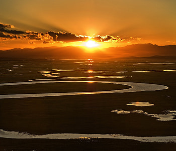 Nature, Rivers, Sunset, Sky, Colors, Color, Shades, Bends, Disk, Puddles HD wallpaper