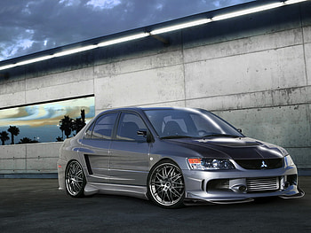 MITSUBISHI LANCER EVO, mitsubishi, gray, lancer, car, tuned, evo HD wallpaper