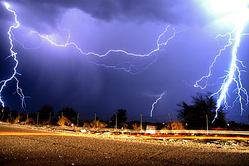 Lightning Strike, blue, colorful, weather, beautiful, lightning, thunder, storms, skys, sky, amazing, fire, storm HD wallpaper
