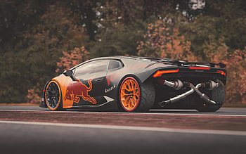 Red Bull Lamborghini Huracan Rear, lamborghini-huracan, lamborghini, cars, behance HD wallpaper