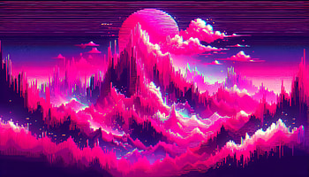 Hot Pink Neon Landscape, HOT PINK, Digital Art, retro, landscape, mountain HD wallpaper