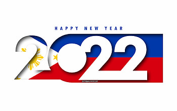 Happy New Year 2022 Philippines, white background, Philippines 2022, Philippines 2022 New Year, 2022 concepts, Philippines, Flag of Philippines HD wallpaper