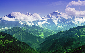 Swiss Alps, green mountains, nature HD wallpaper