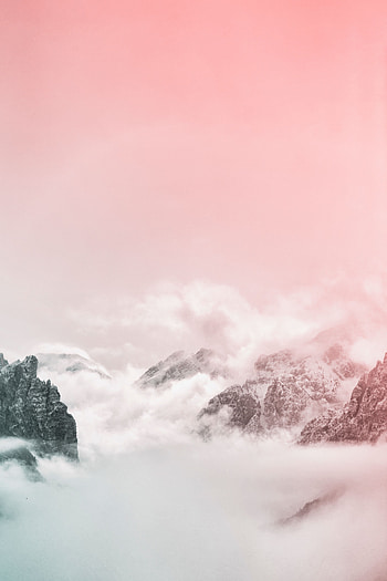 Nature, Sky, Mountains, Pink, Clouds, Vertex, Fog, Tops HD phone wallpaper