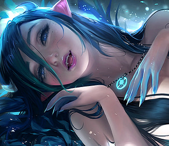 Winter succubus, blue, winter, pendant, sakimichan, succubus, girl, hand, demon, fantasy, luminos HD wallpaper