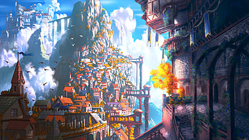 Fantasy, Art, City, Lock HD wallpaper