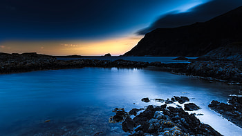 Deep Blue Night Beach HD wallpaper